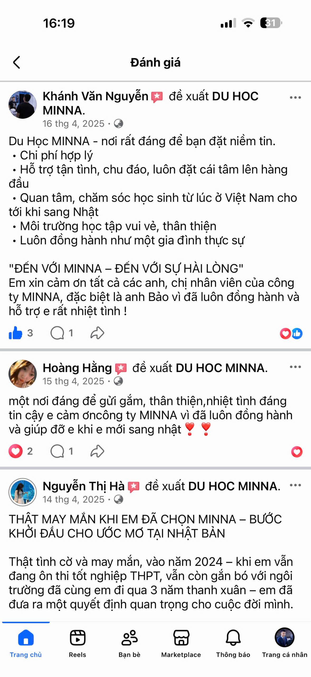 Đánh giá học viên MINNA 5