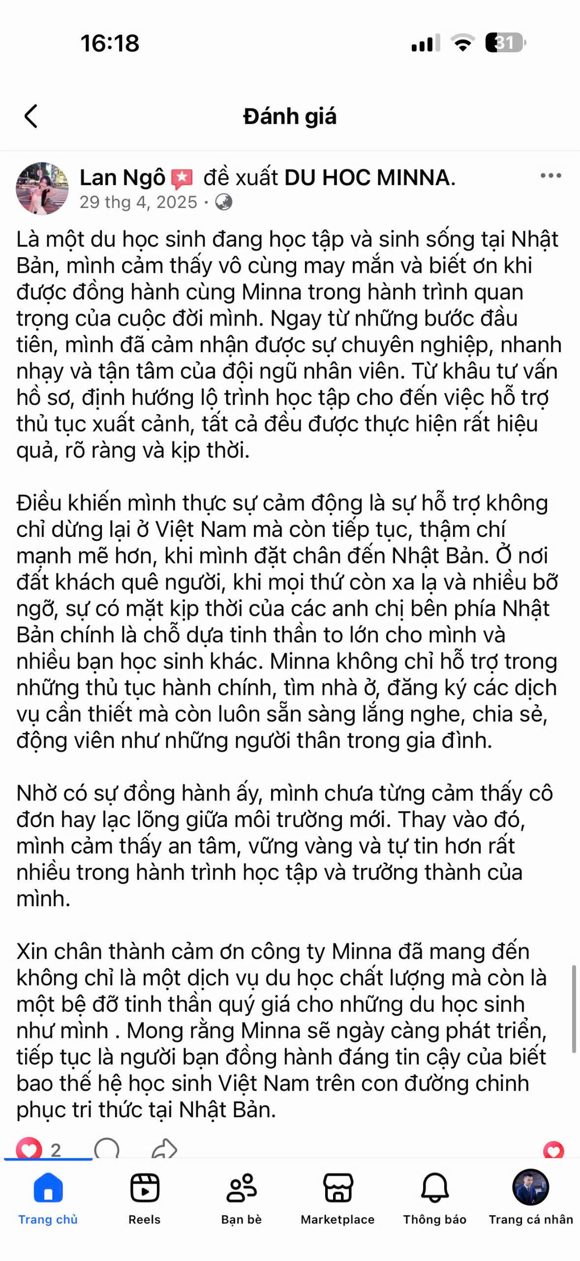 Đánh giá học viên MINNA 12