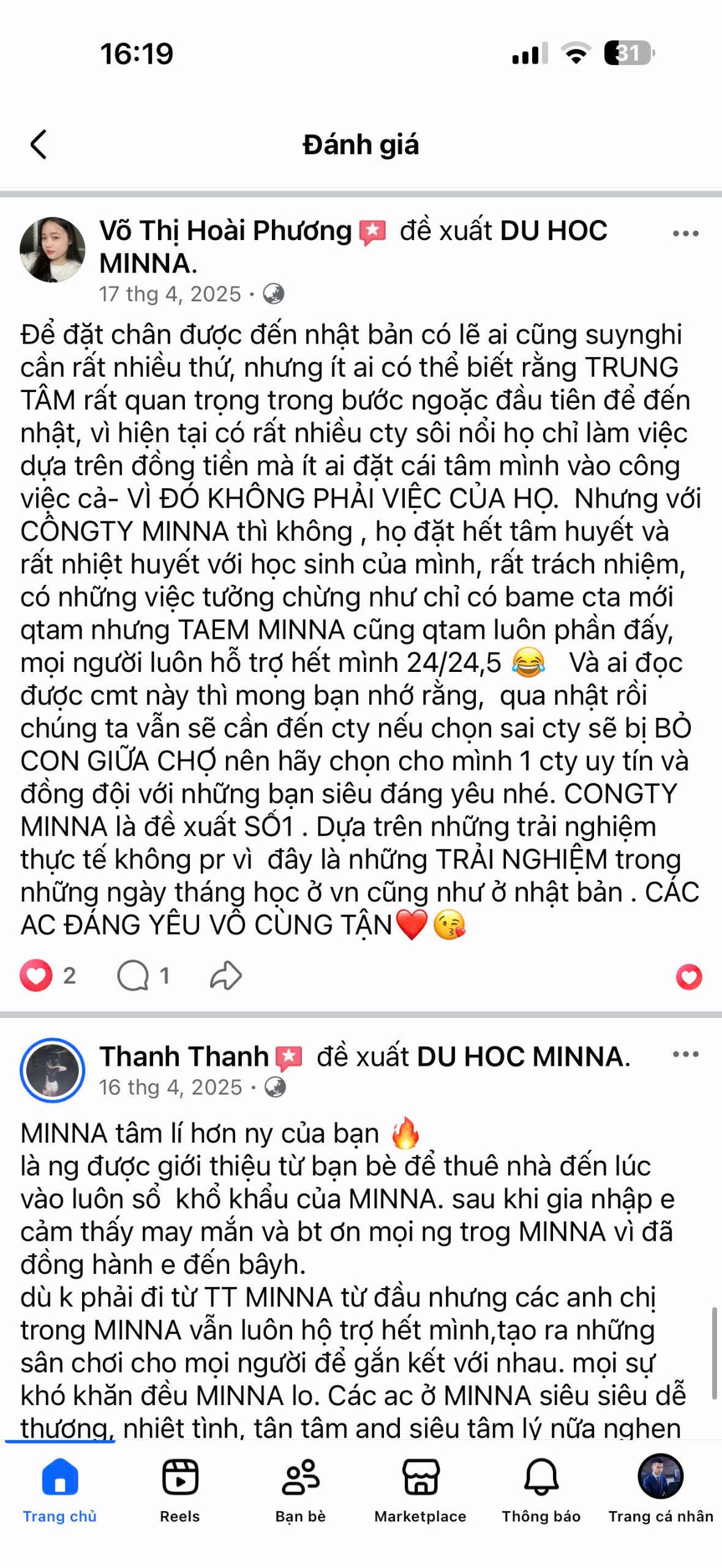 Đánh giá học viên MINNA 14