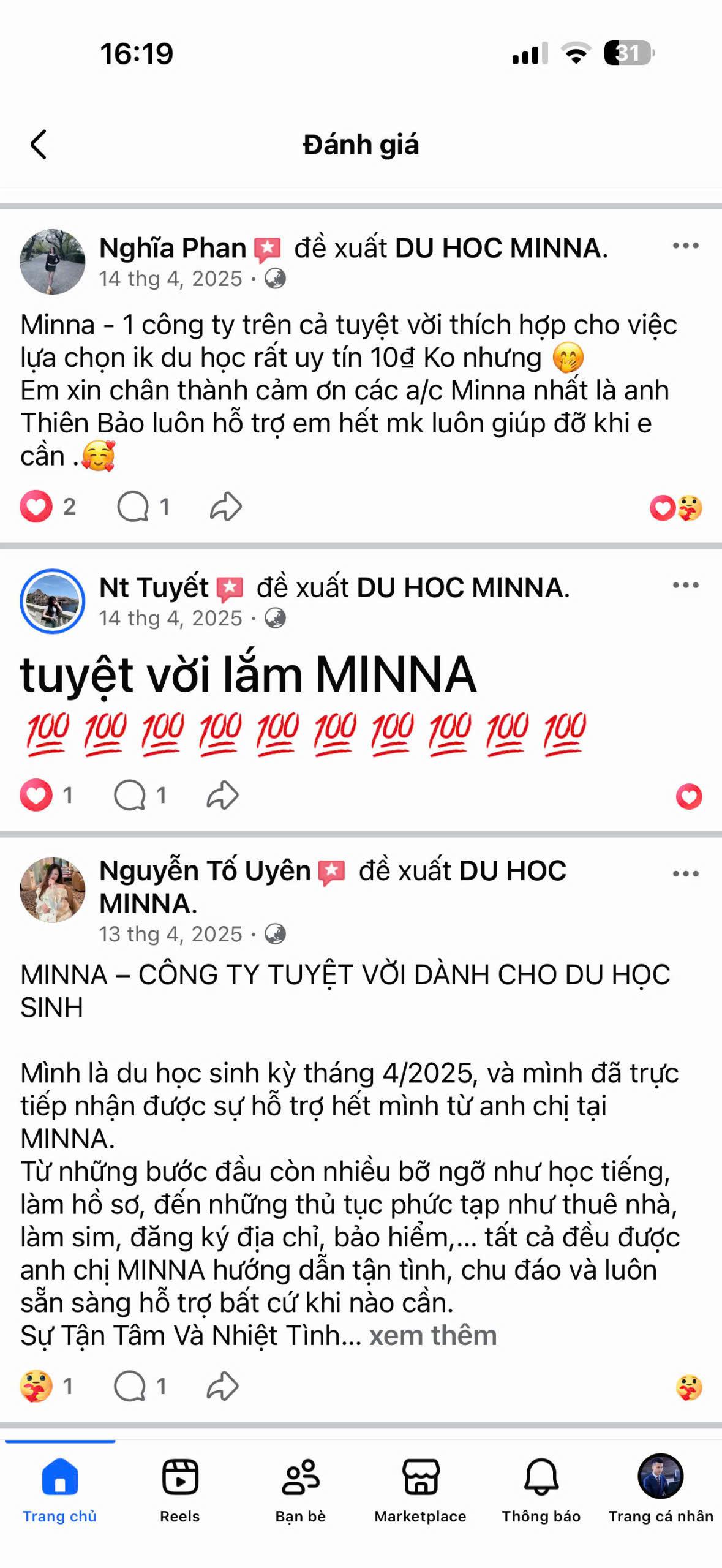 Đánh giá học viên MINNA 25