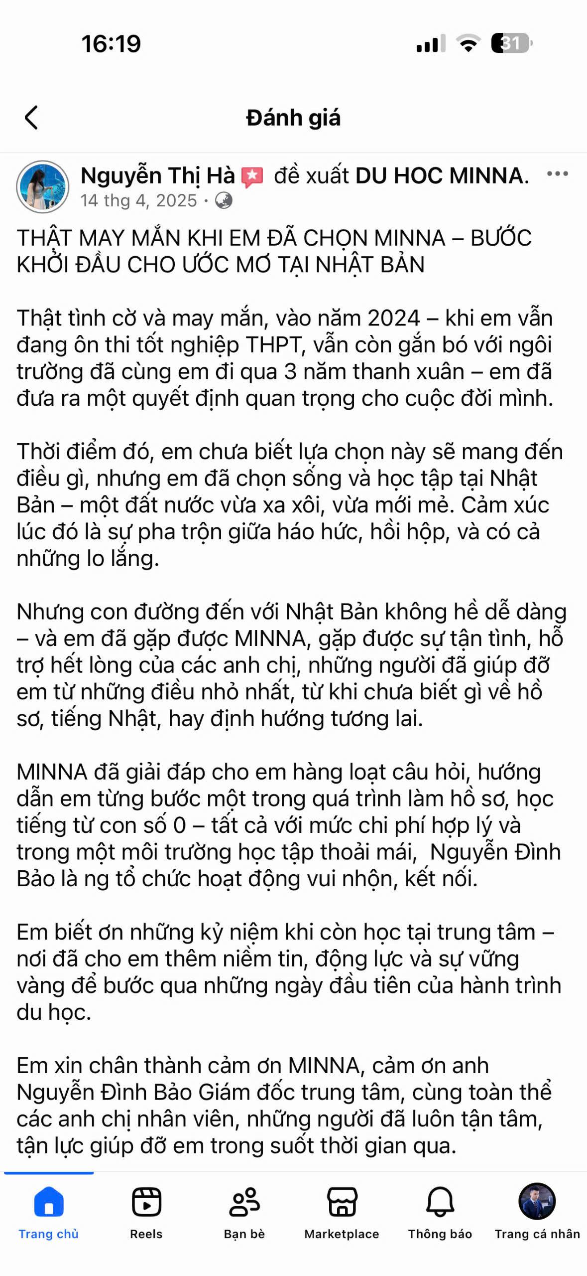 Đánh giá học viên MINNA 26