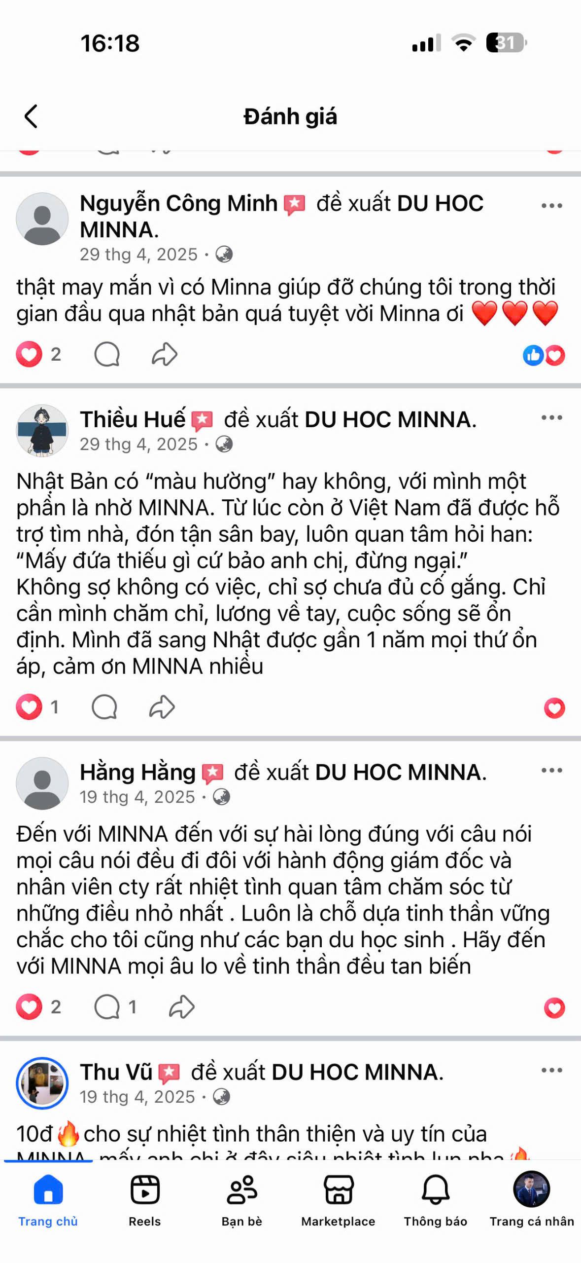 Đánh giá học viên MINNA 33
