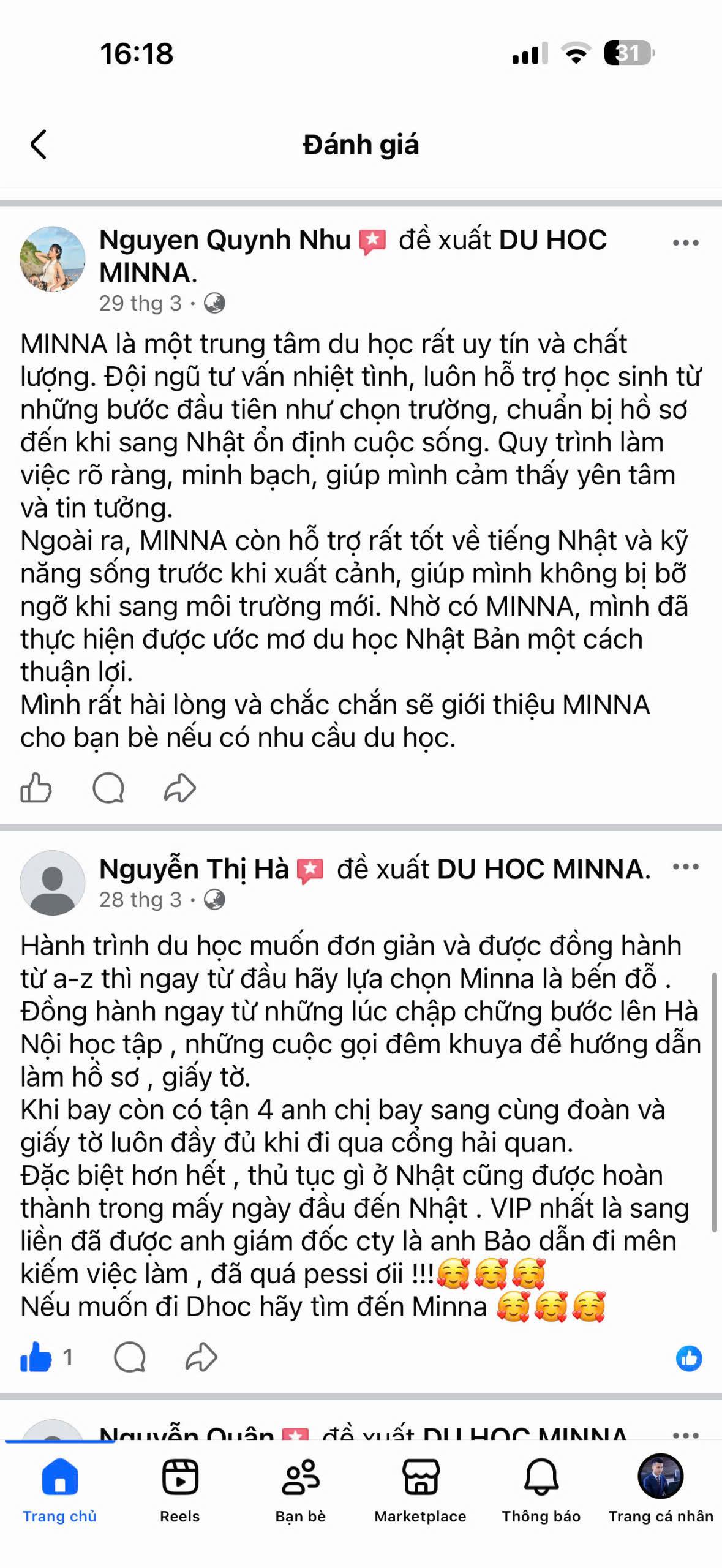 Đánh giá học viên MINNA 43
