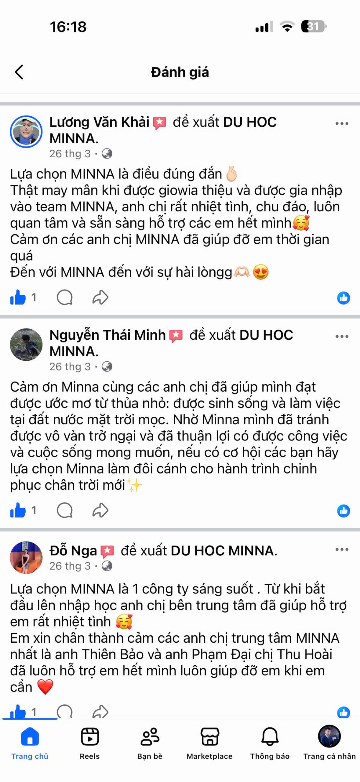 Đánh giá học viên MINNA 46