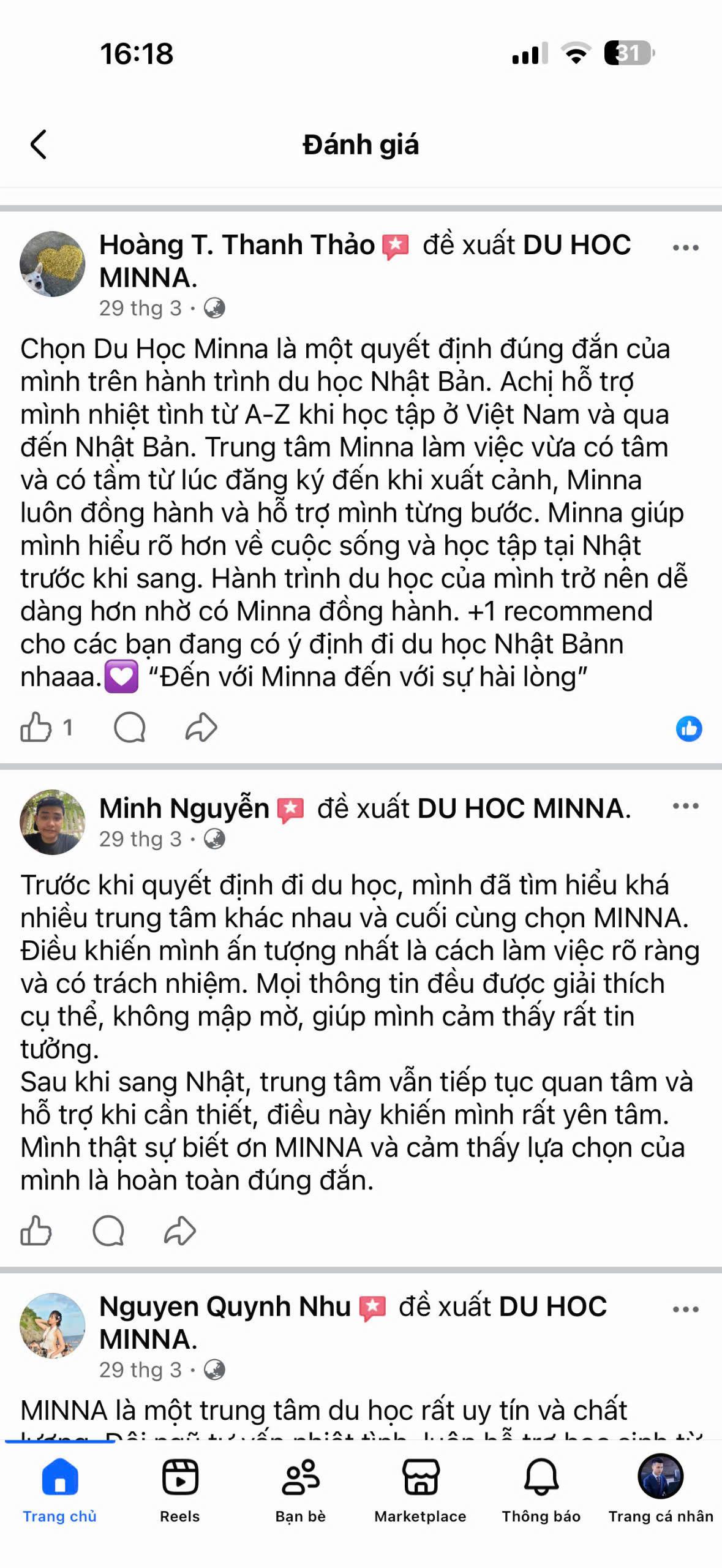 Đánh giá học viên MINNA 48