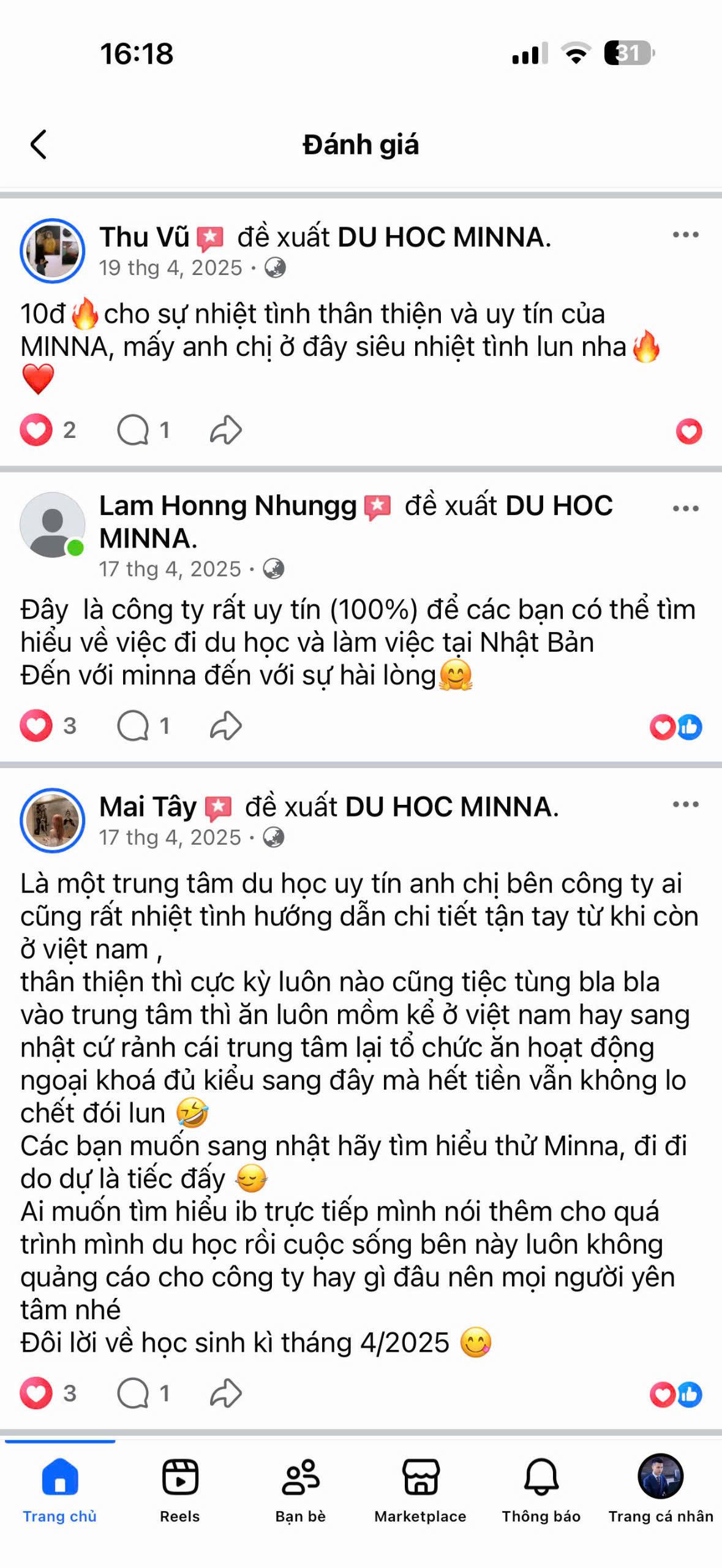 Đánh giá học viên MINNA 50